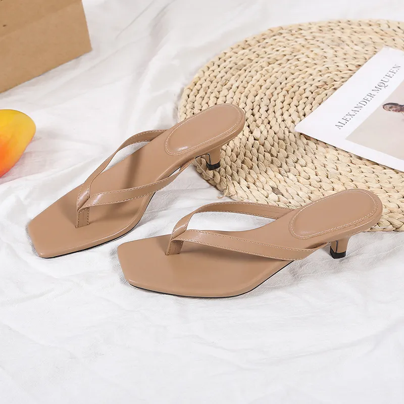 Breakj Breakj Casual Flip-Flops Women 2025 Summer New Square Head And Women's Beach Shoes