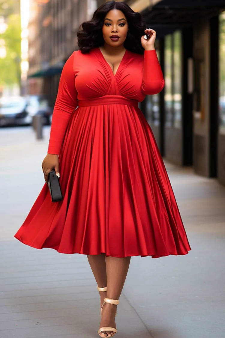 Plus size pleated midi dress best sale