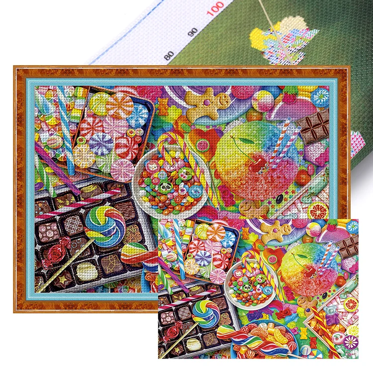 【Mona Lisa Brand】Candy World 11CT Stamped Cotton/ Silk Cross Stitch 71*55CM