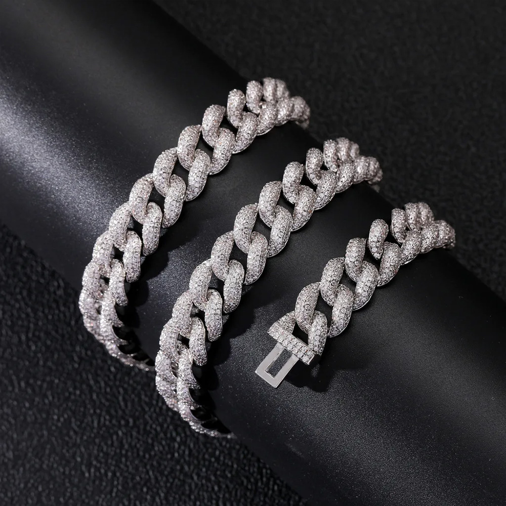 Hip Hop Gold/Silver Iced Out CZ Stone Cuban Link Chains 