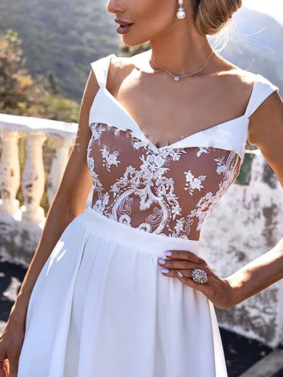 White slit A-line maxi dress