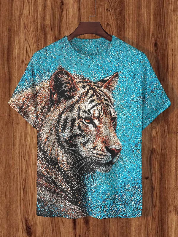 Men's Tiger Modern Art Print Casual T-Shirt