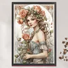 >SALE<Full Embroidery Eco-cotton Thread 11CT Print Rose Girl Cross Stitch Kit 40x60cm