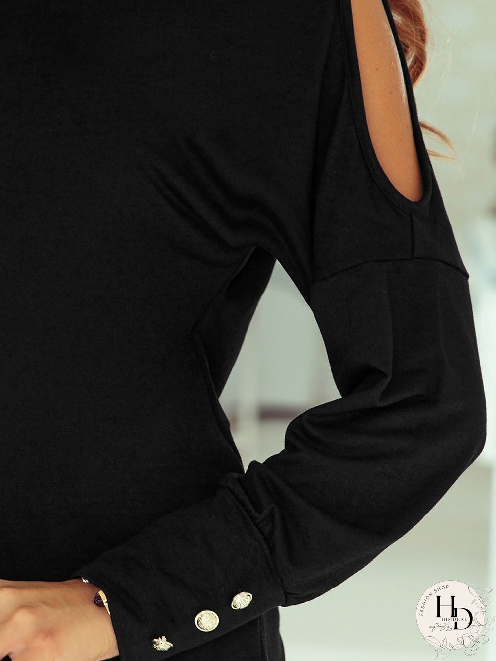 Stylish Black Cold Shoulder Top