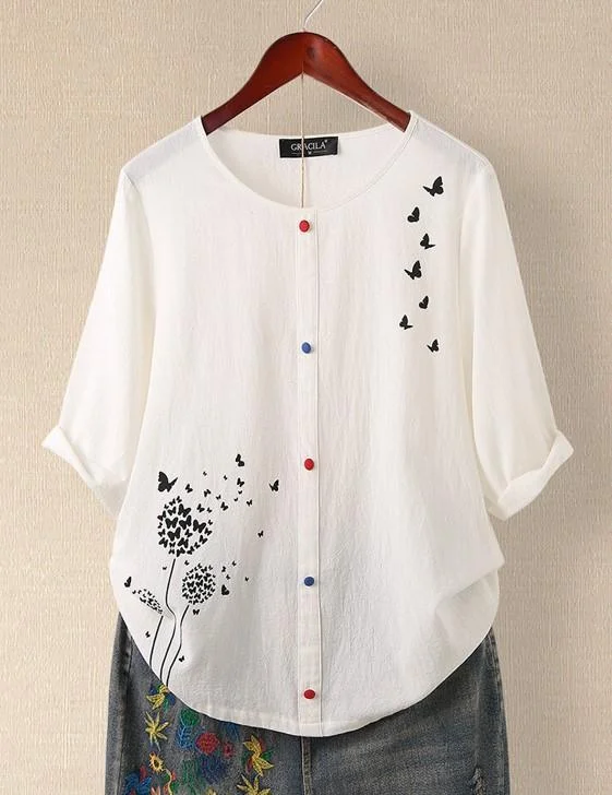 New style middle-sleeved t-shirt women loose short-sleeved plus size top