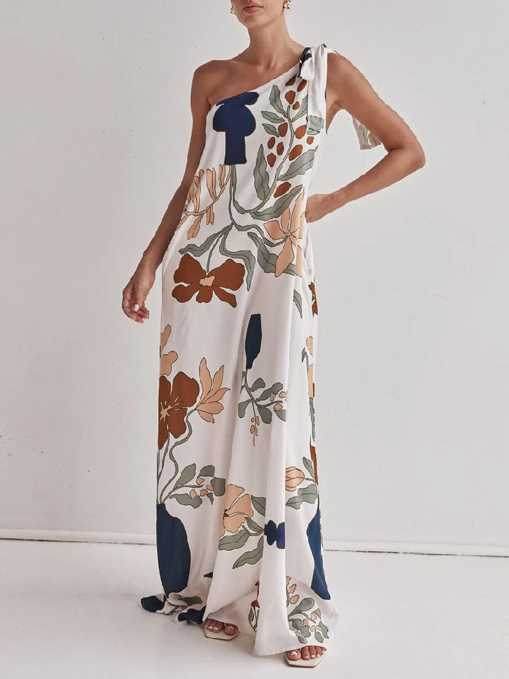 One-Shoulder Print Dress