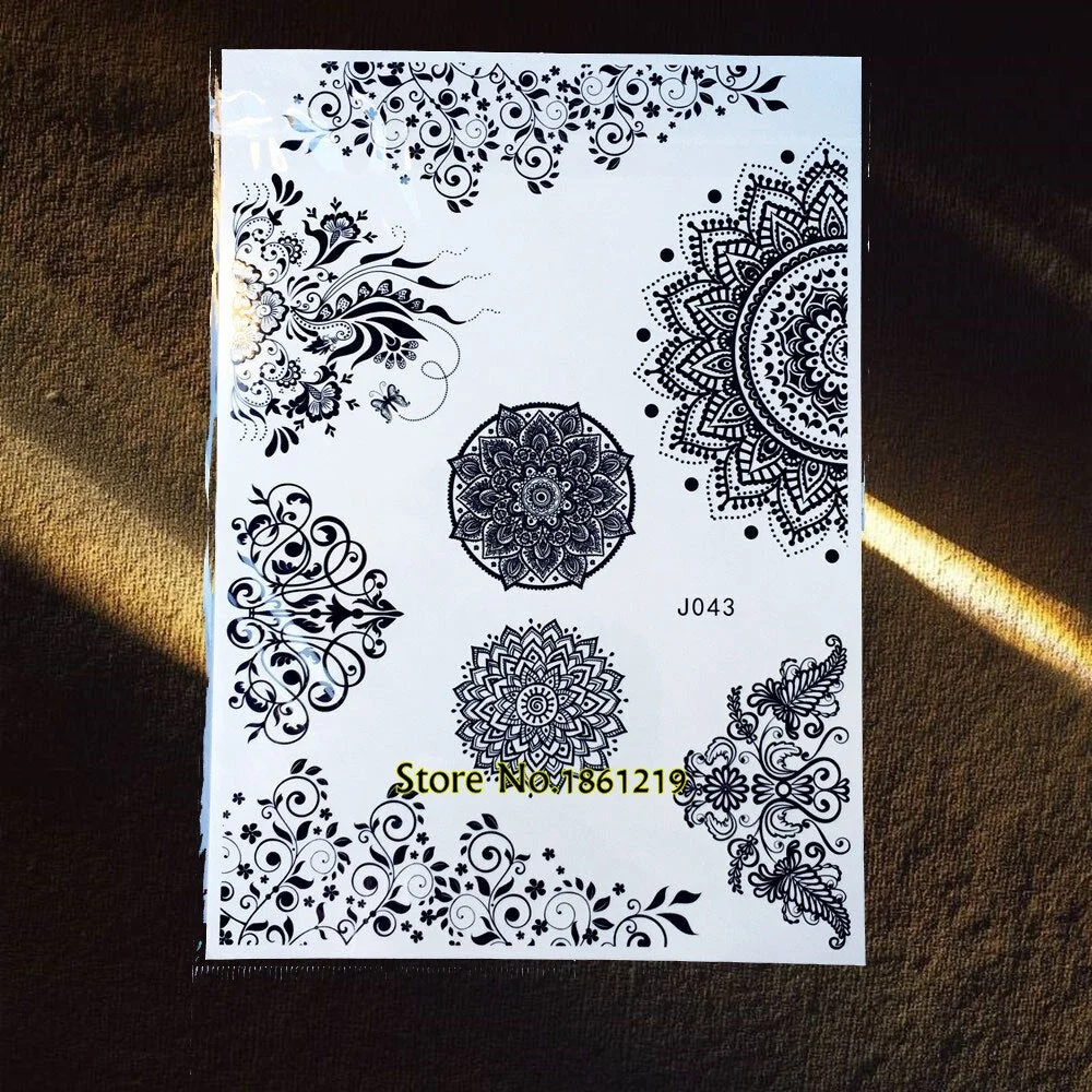 25 Styles Popular Black Temporary Tattoo Fake Dandelion Fairy Tatoo Women Lady Body Art Decals Waterproof Henna Tattoo Stickers