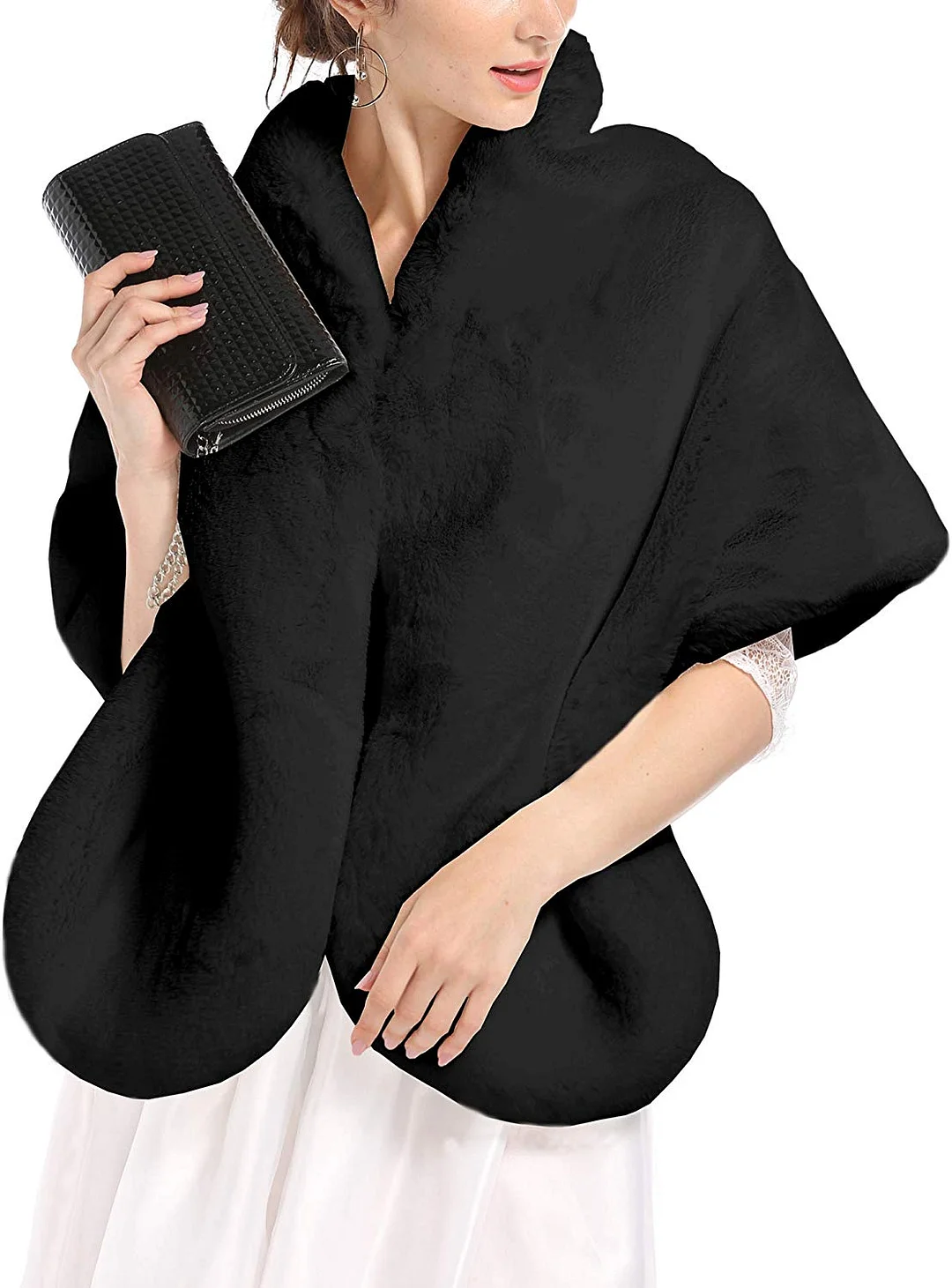 Faux Fur Wedding Wrap Shawl Long Cape Bridal Wraps and Shrugs for Winter Wedding Evening Party