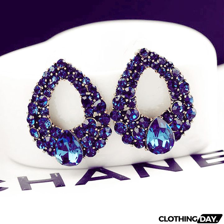 1 Pair Dark Blue Waterdrop Earrings