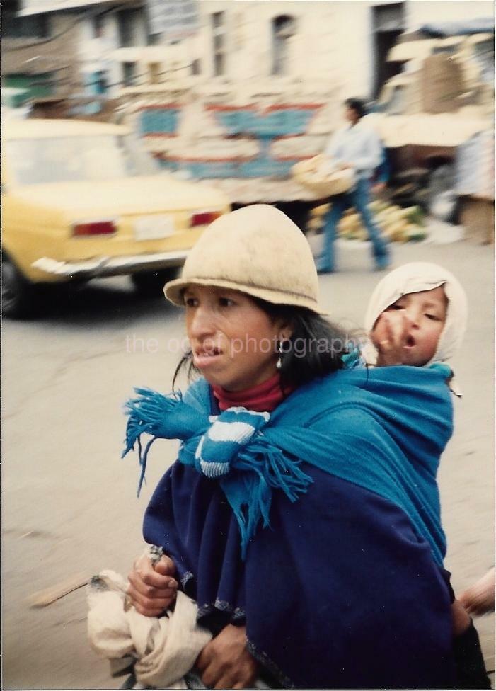 SOUTH AMERICAN WOMAN And Child FOUND COLOR Photo Poster painting Original Snapshot VINTAGE 98 16