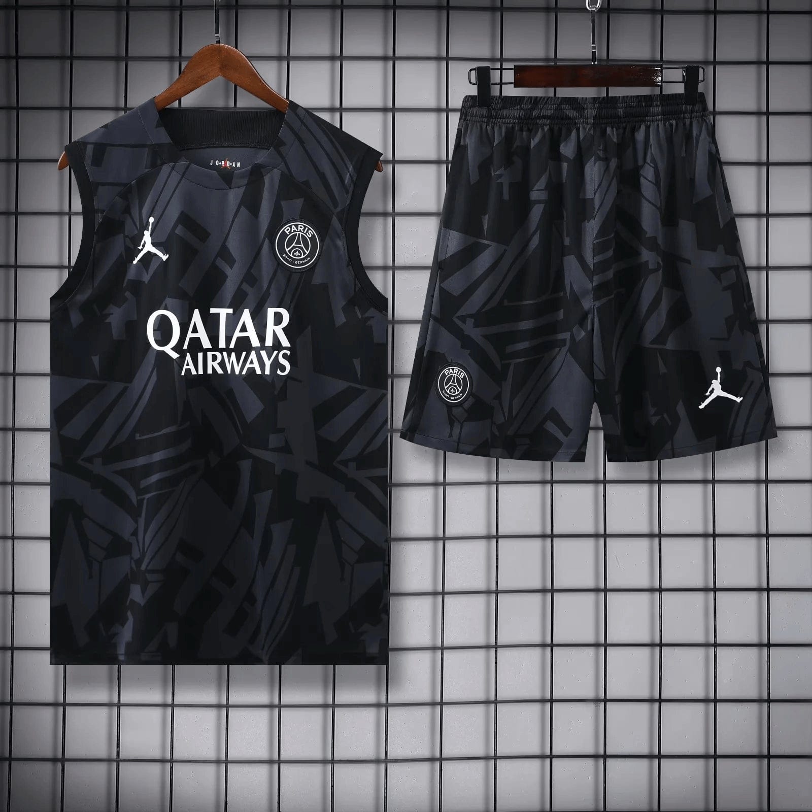 2023/2024 Psg Paris Saint-Germain pre-match training Black Jersey+Shorts 1:1 Thai Quality mysite