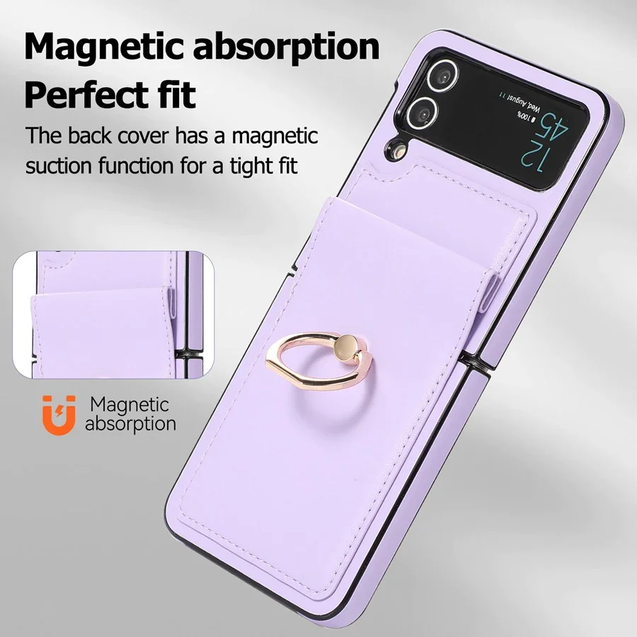 Suitable For Samsung Z Flip 3/Z Flip 4 Folding Solid Color Ring Folding Screen Phone Case