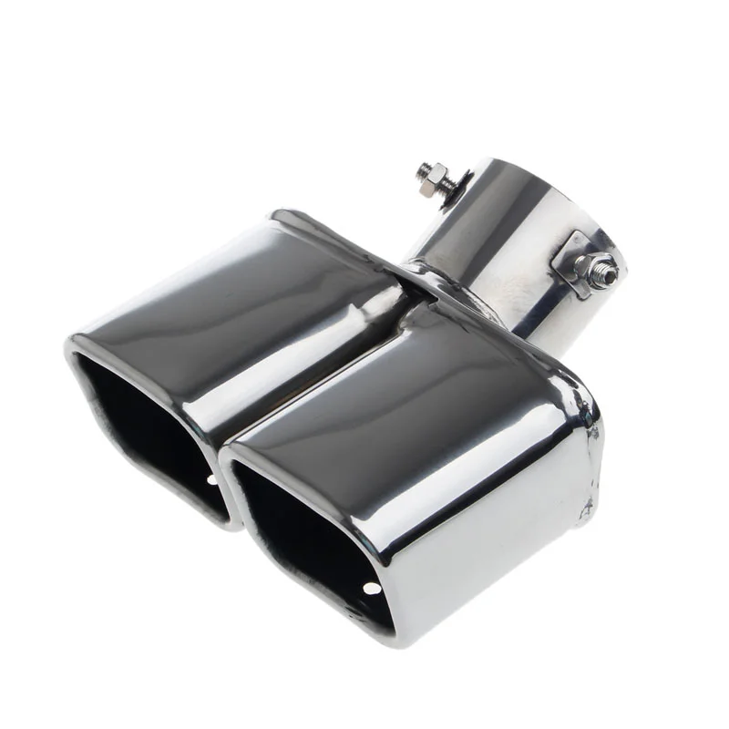 Dual Outlet Car Exhaust Muffler Tip Stainless Steel Silencer Tail Pipe Universal