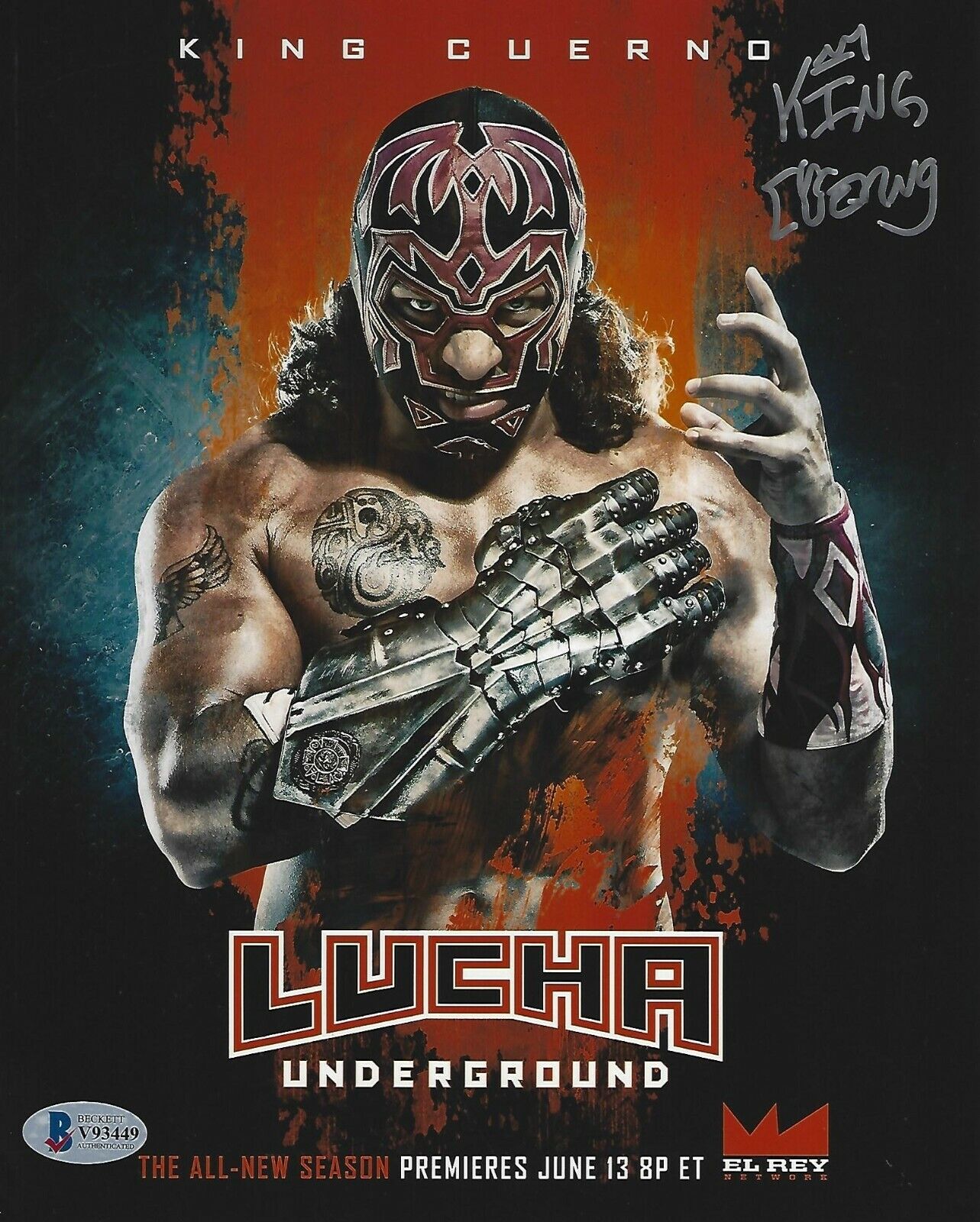 King Cuerno Signed Lucha Underground 8x10 Photo Poster painting BAS COA AAA Santos Escobar NXT 4