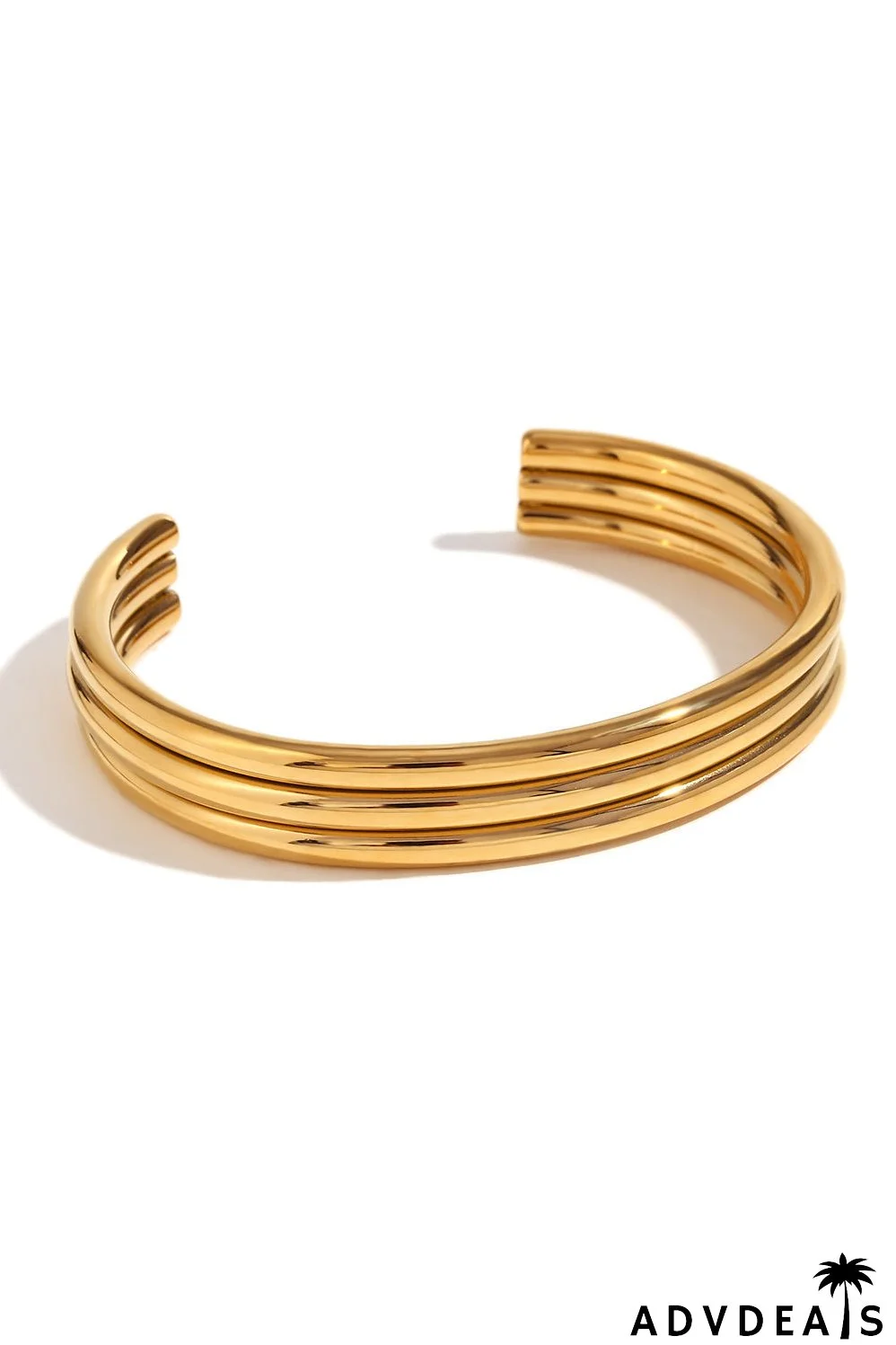 Gold Three Layered Notched Design Bangle