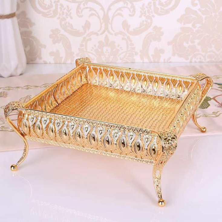Home Creative Modern Metal Multifunctional Coffee Table Desktop Fruit Plate Storage Tray