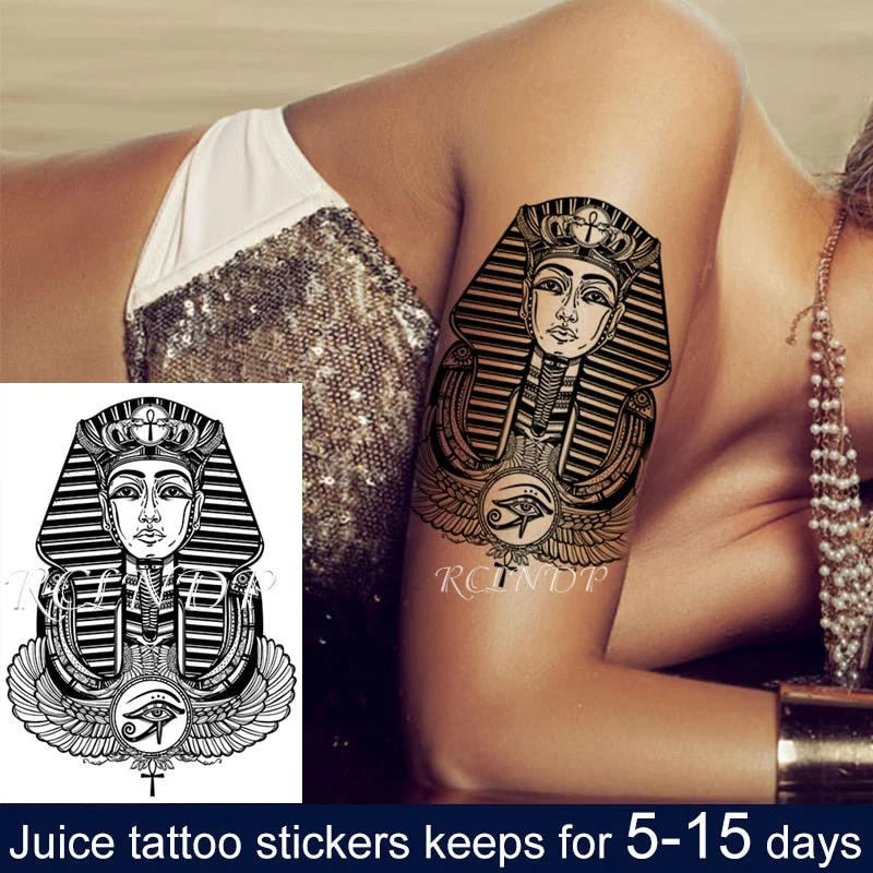 Waterproof Temporary Juice ink Sticker Egyptian Ancient Greek Mythology Cleopatra Fruit Gel Long lasting Tattoo for men women