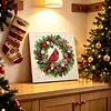 Christmas DIY Special Shape Diamond Painting Pearl Art With Inner Frame Kit 25x25cm(Wreath-wearing Cardinal)