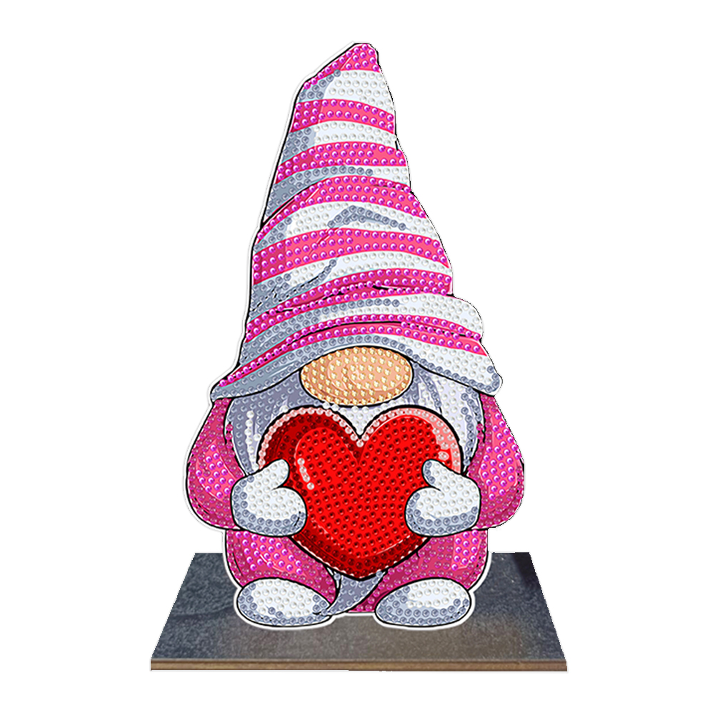 Wooden Diamond Painting Desktop Decor for Office Decor (Valentines Day Gnome)