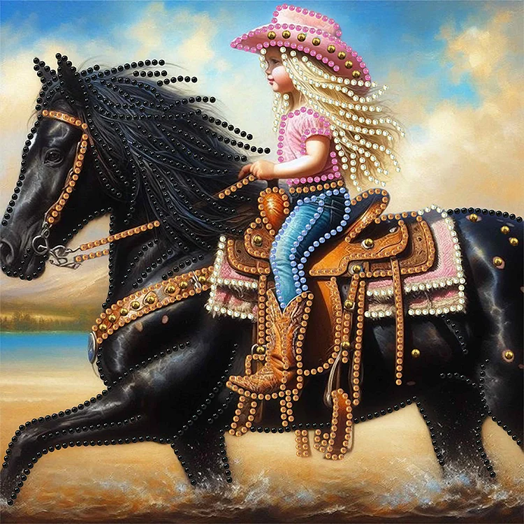 Partial Special-shaped Diamond Painting - Cowgirl 30*30CM