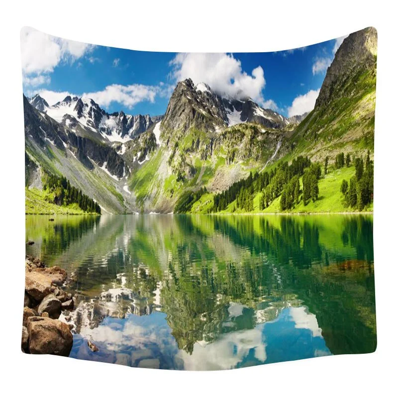 Waterfall Theme Forest Landscape Bath Curtains Cloud Waterproof Fabric Shower Curtain Nature Scenery Bathroom Screen