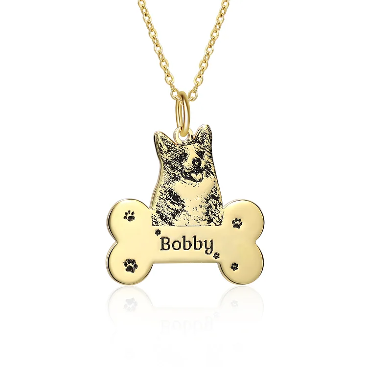 Pet Bond Personalized Photo Necklace Engraved 1 Name Pet Lover Cat Dog Necklace