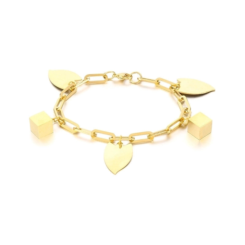 Minimalist Portrait Heart Shape Stainless Steel 18K Gold Plated Bracelets In Bulk