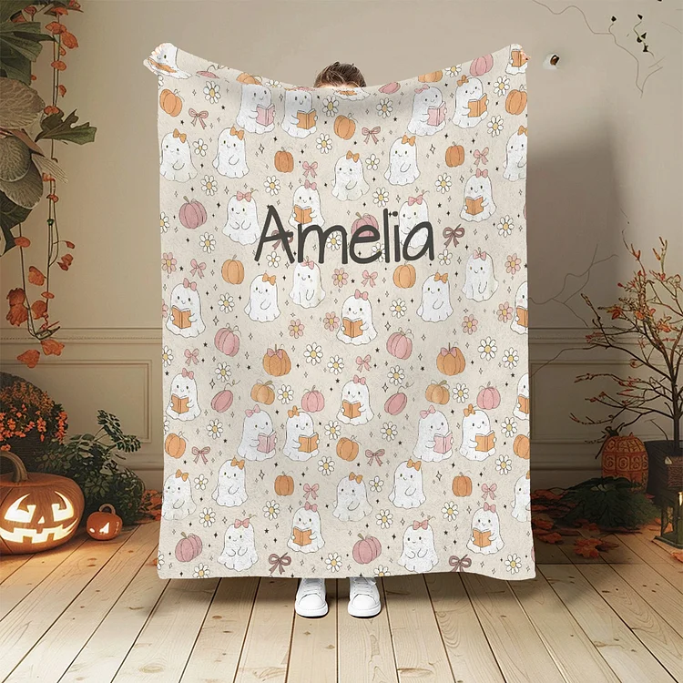 Personalized Blanket, Custom Blanket, Blanket for Kids, Custom Name Blanket, Halloween Blanket, Halloween Gift, Pumpkin Blanket