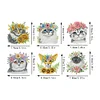 (US Local)6pcs Cat DIY Diamond Painting Fridge Magnets Craft Kit