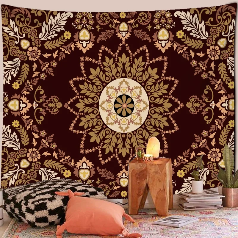 Nigikala Mandala Tapestry Wall Hanging Boho Decor Wall Cloth Tapestries Psychedelic Hippie Night Moon Tapestry Mandala Wall Carpet