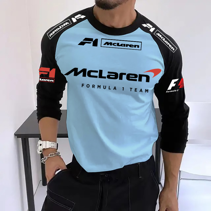 Men's Racing Team Print Contrast Long Sleeve T-Shirt / TECHWEAR CLUB / Techwear