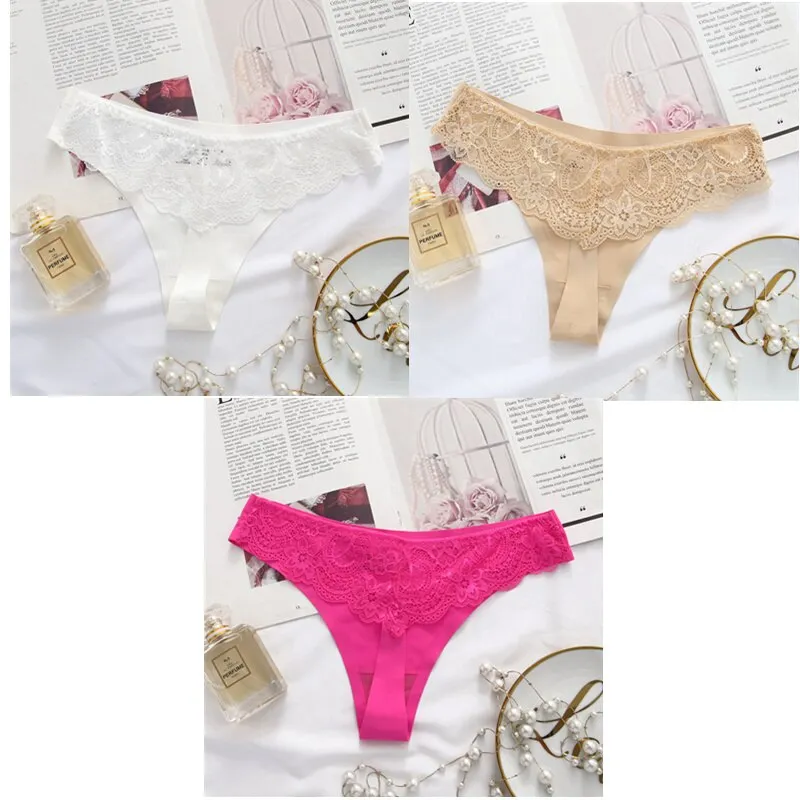 Billionm Ice Silk Thong Women G String Lace Sexy Panties Low Waist Thongs Summer Cool Underwear Transparent Underpants 20