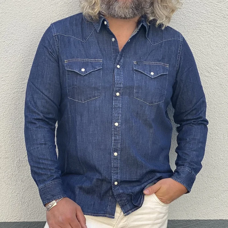 Vintage Western Panel Washed Denim Shirt