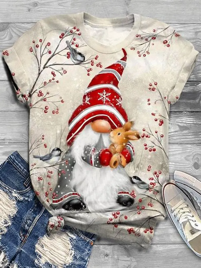 Women's Christmas Print Casual T-Shirt
