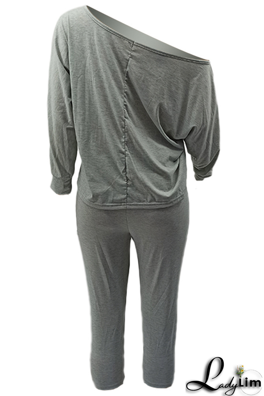 Black Fashion Print Patchwork One Shoulder Long Sleeve Two Pieces