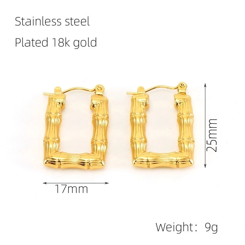 1 Pair Elegant Square Polishing Plating 304 Stainless Steel Titanium Steel 18K Gold Plated Earrings