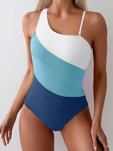 One Shoulder Tummy Control One Piece Swimsuit