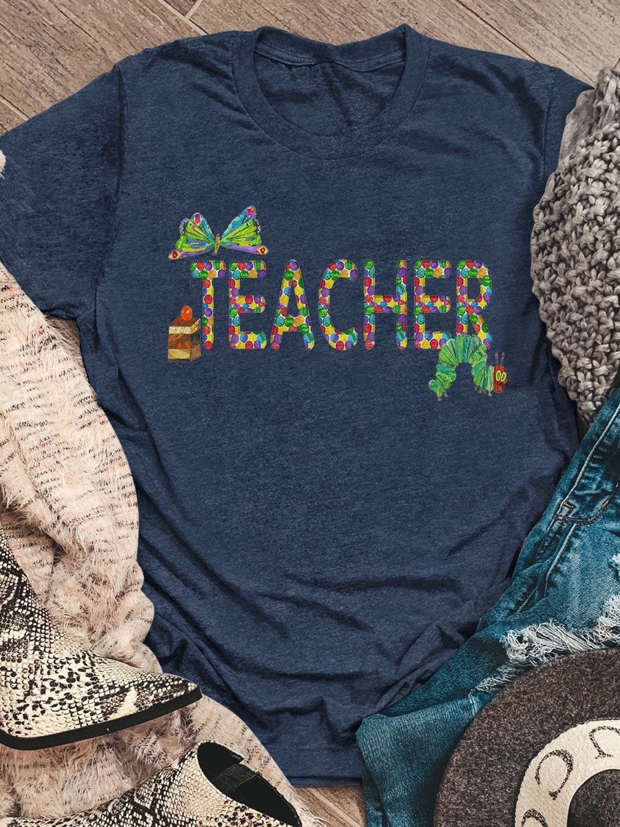 Teacher Print Short Sleeve T-shirt
