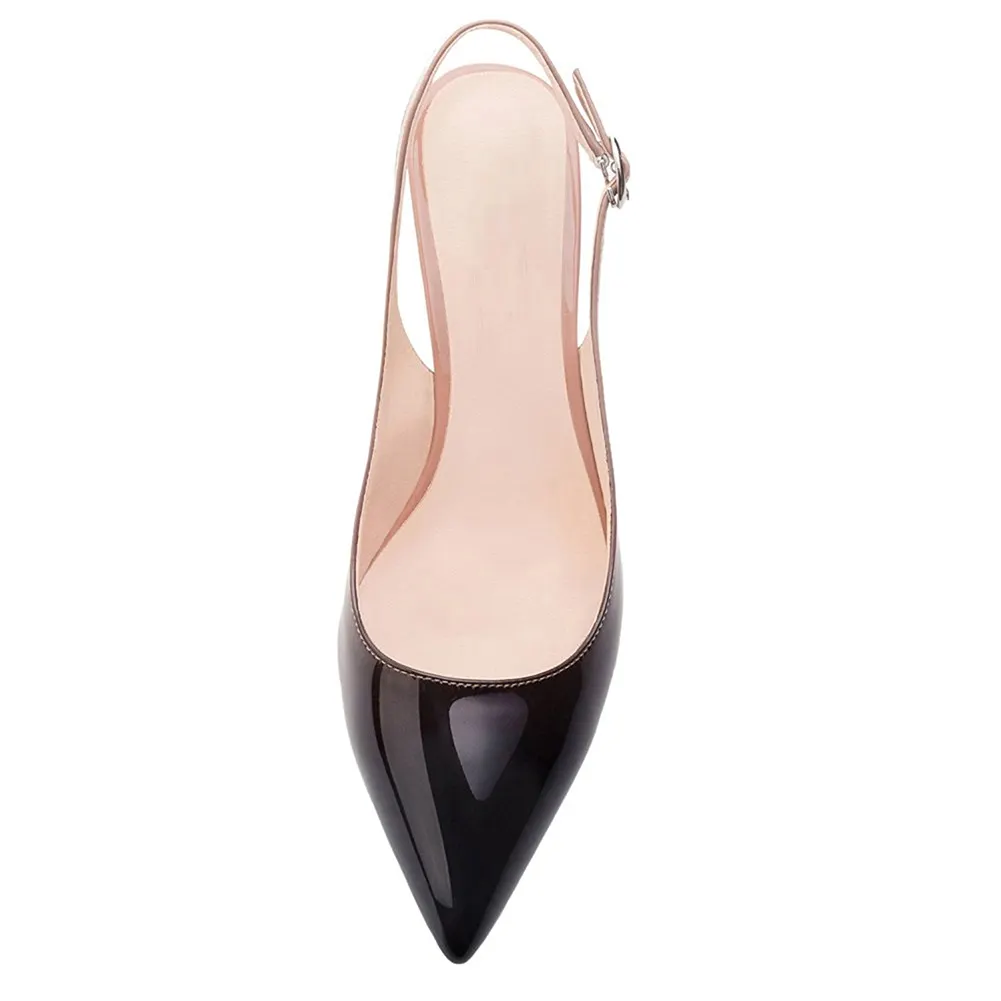 Women's Pointed Toe Slingback Shoes Kitten Heel Pumps Comfortable Dress Gradient Shoes-vocosishoes
