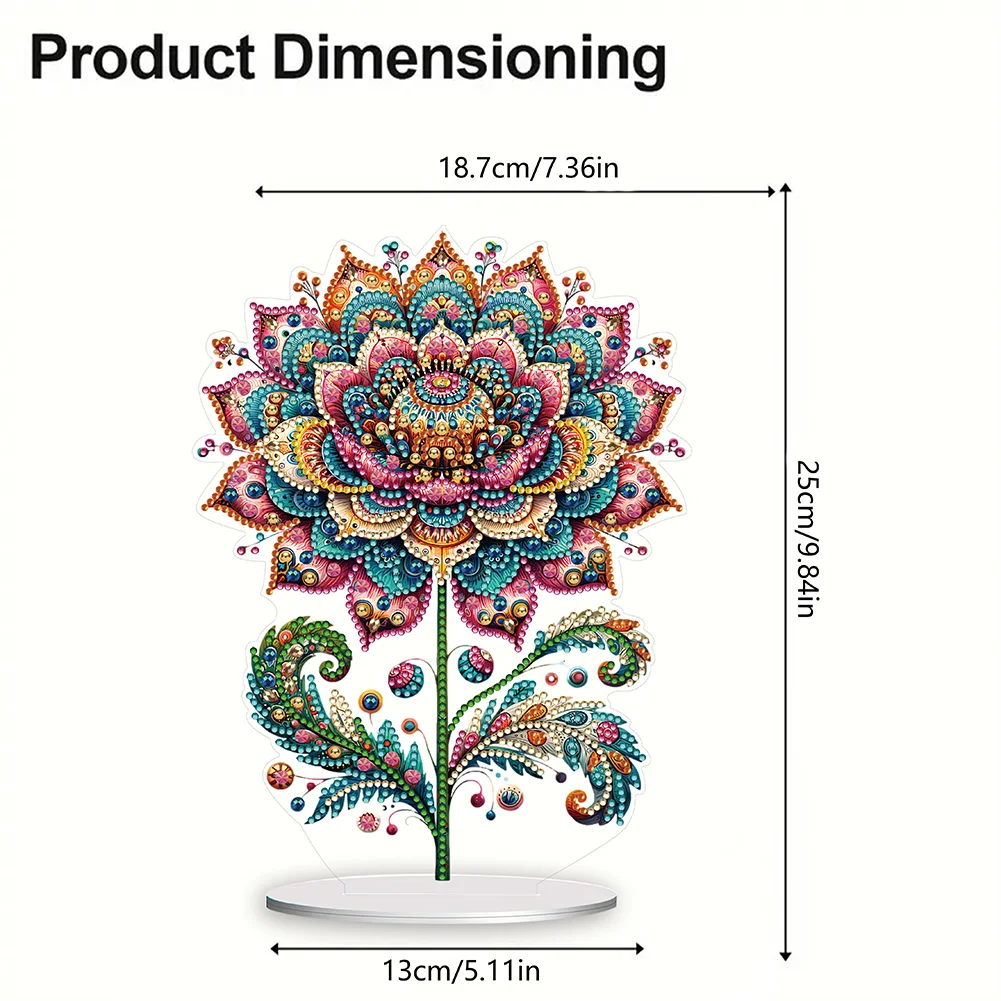 DIY Gorgeous Flower Acrylic Single Sided Diamond Painting Desktop Ornaments Kit for Office Desktop Decor