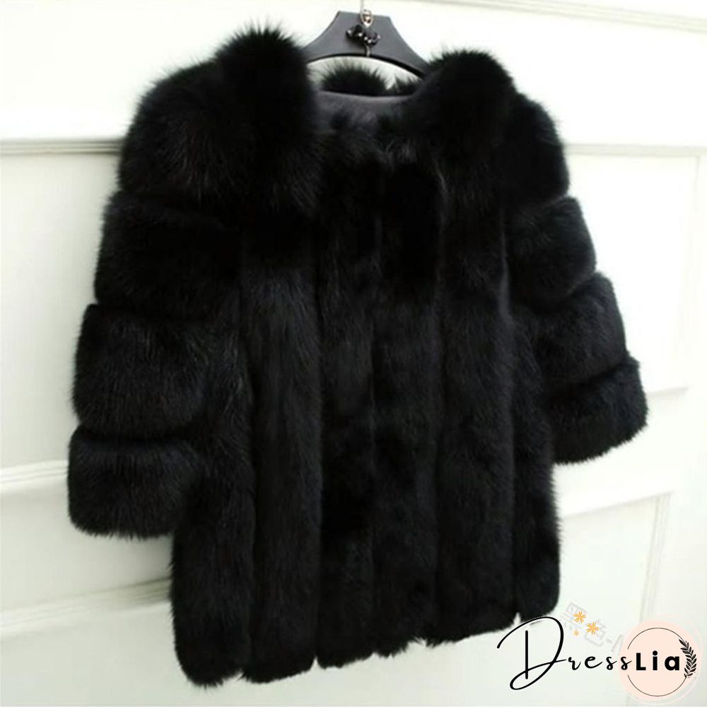 Women Winter Top Fashion Faux Fur Coat Elegant Thick Warm Outerwear Fake Fur Ladies Jacket Coat