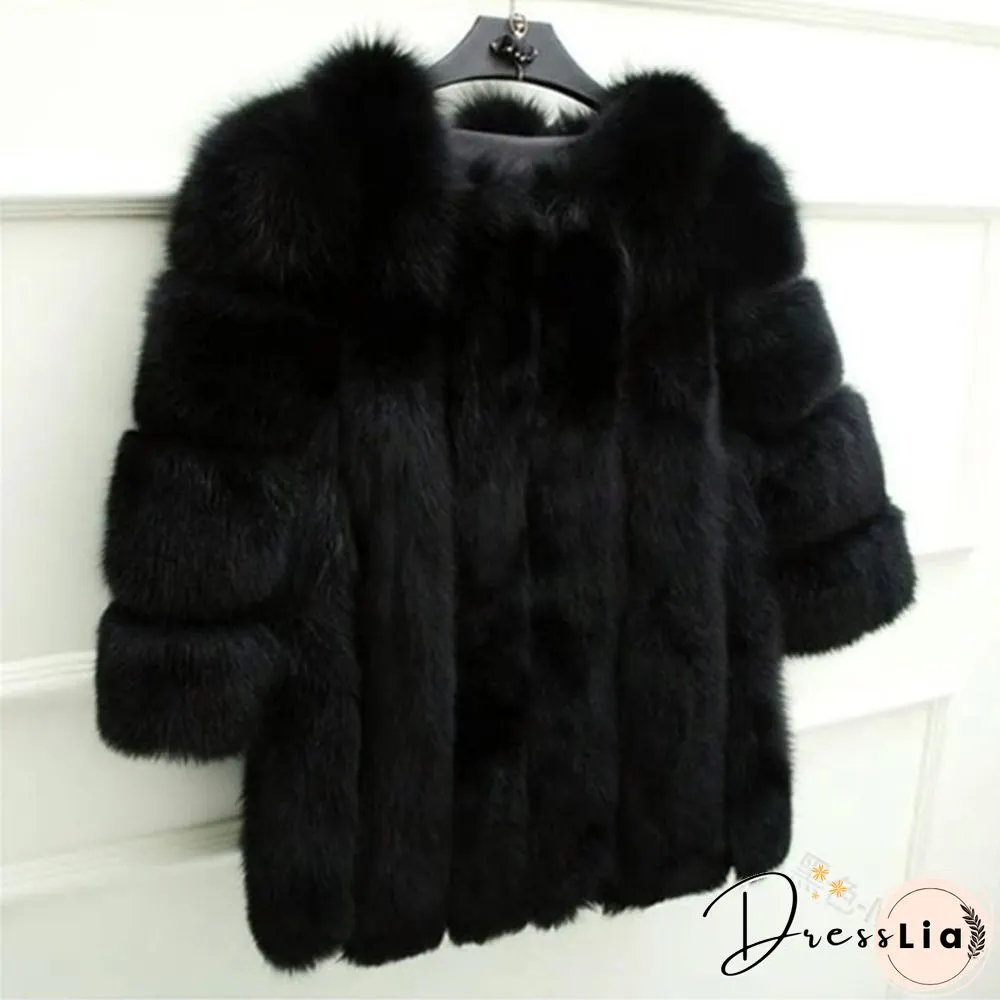 Women Winter Top Fashion Faux Fur Coat Elegant Thick Warm Outerwear Fake Fur Ladies Jacket Coat