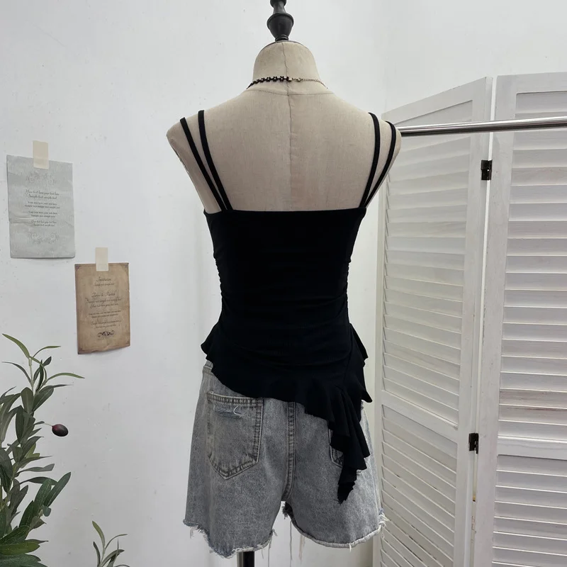 Nigikala Nigikala Tector-Mat T-Shirt With Bosom Tset T-Shirt With Irregular Sling Vest T-Shirt With Tsets 1261