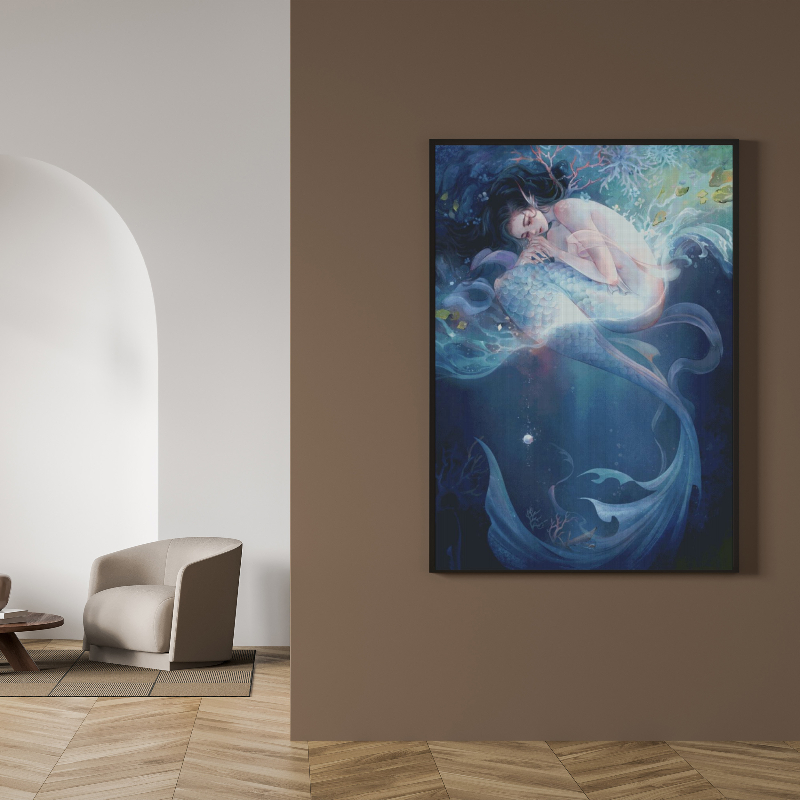 1set DIY Printed Cross Stitch Kit 【JJ2121- Design Customized Mermaid Tears】printed (stamped) cross-stitch Painting Fairy Cross Stitch