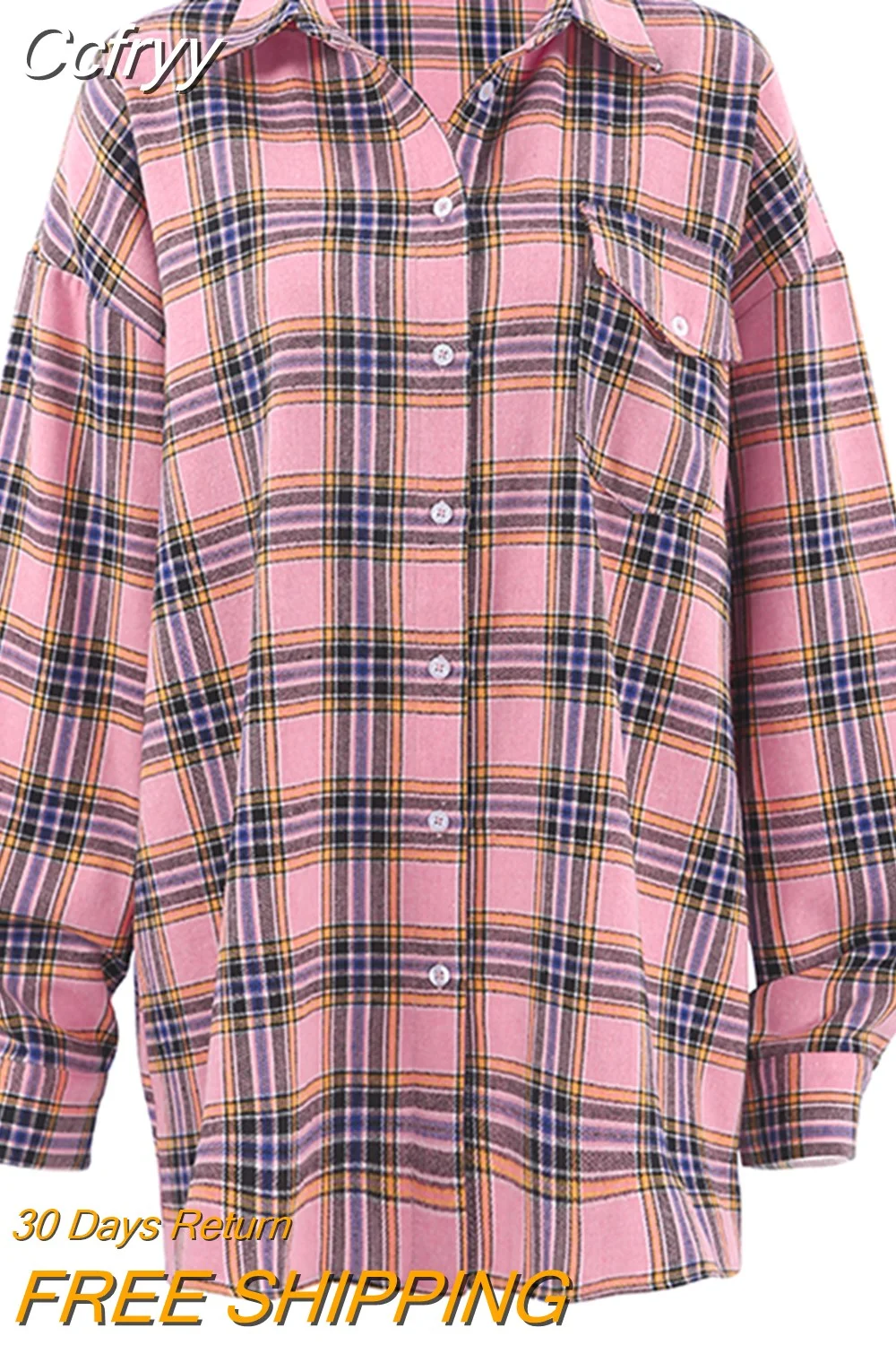 huibahe Fashion Plaid Pink Shirts Women 2023 Vintage Long Sleeve Cotton Loose Blouses Streetwear Plaid Single Breasted Shirts Y2k