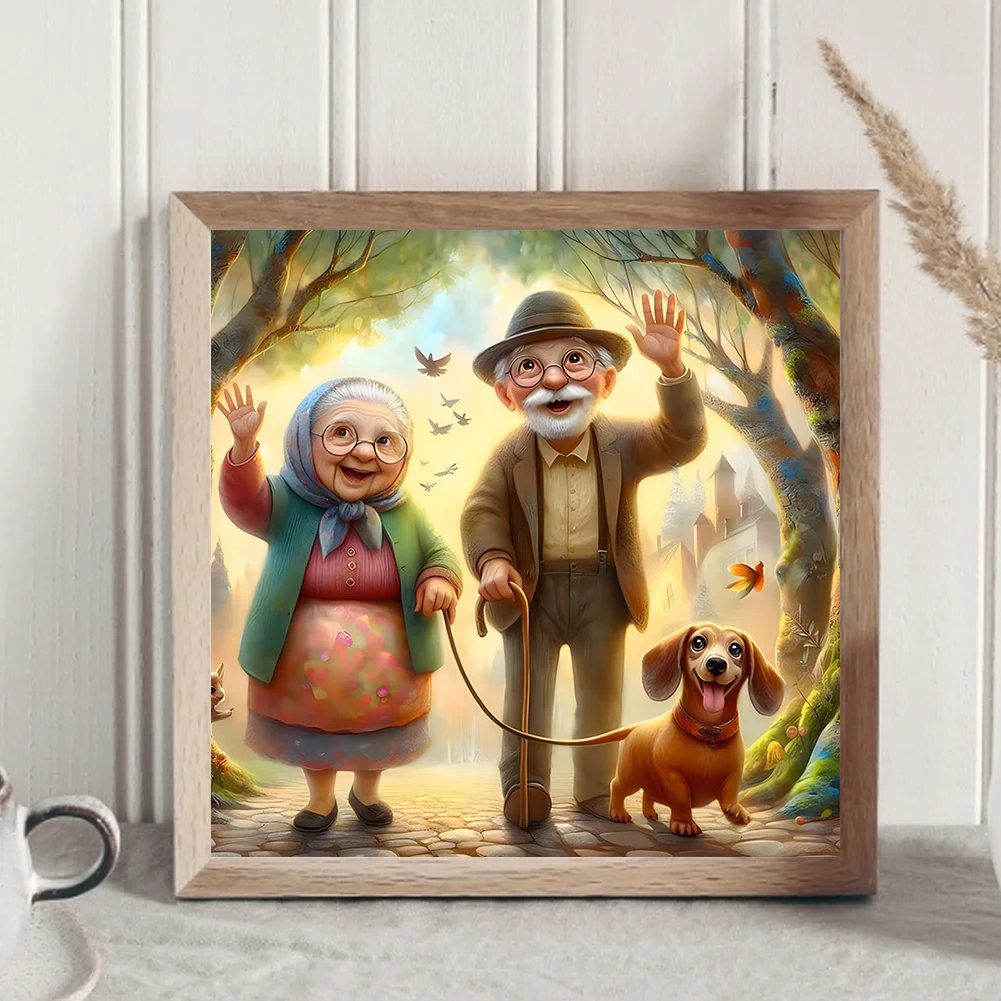 Diamond Painting - Full Round Drill - Old Couple(Canvas|30*30cm)