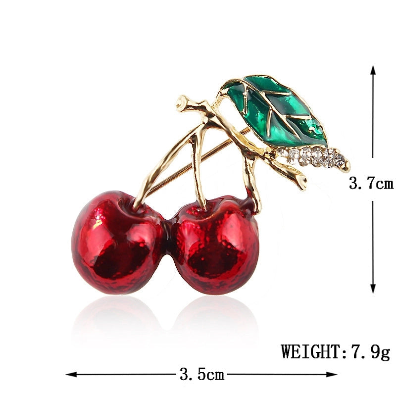 Cute Pin Cherry Alloy Stoving Varnish Unisex Brooches