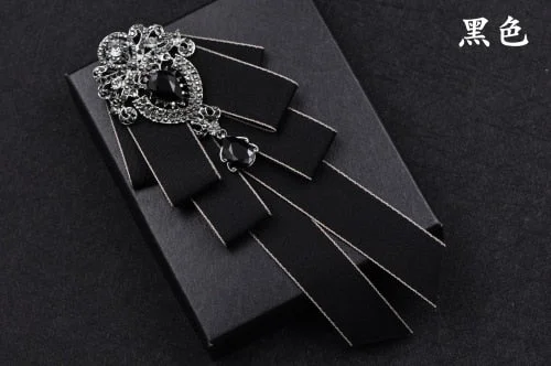 High-quality Fashion Handmade Red Diamond Bow Tie Wedding Collar Bowtie Brooch Pocket Towel Square Set Gifts for Men Accessories