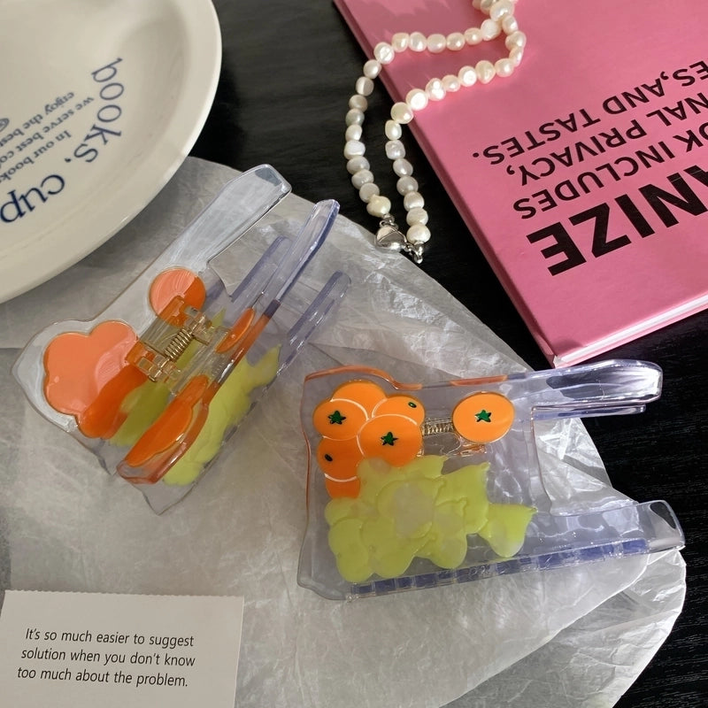 Women’s IG Style Minimalist Plastic Bags Fruit Acetic Acid Sheets Hair Claws