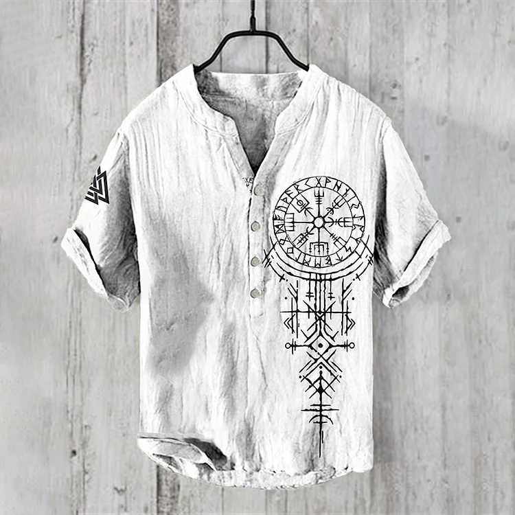 VChics Viking Runic Compass Art Linen Blend Shirt